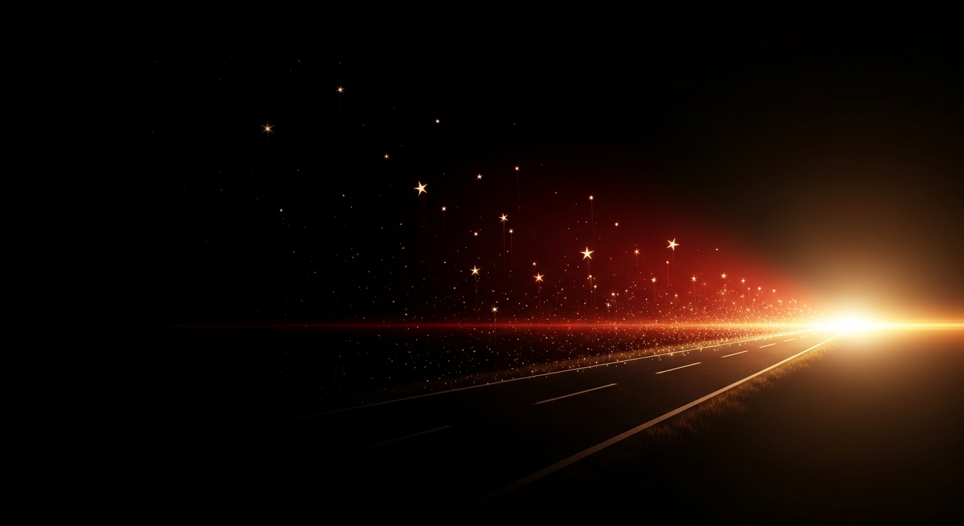 A journey from darkness to light, representing transformation and rebuilding
